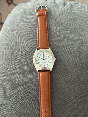 Women's Tan Leather Strap Quartz Watch